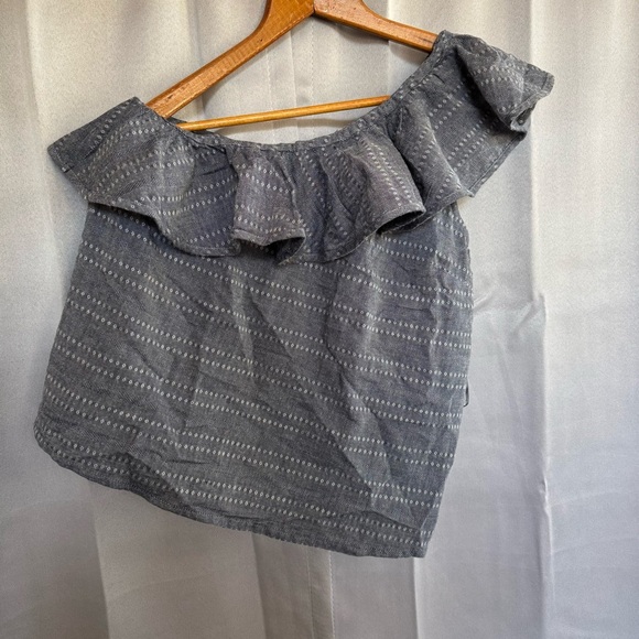 NWT Roxy Alcove Moment Cold Shoulder Top Ruffle Blue White Boho Beach Coastal - Picture 3 of 7